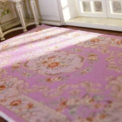 light purple Victorian rug, miniature Victorian rug, floral motif rug, dollhouse Victorian rug