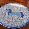 Whimsical Unicorn Miniature Rug 2 Miniature unicorn rug featuring a blue unicorn within a floral wreath.