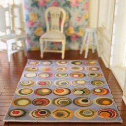 Contemporary Circles Miniature Dollhouse Rug 12 Modern miniature dollhouse rug with colorful circular patterns