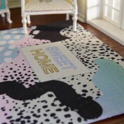 Modern abstract rug with pastel colors and 