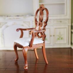 Rococo Miniature Wooden Chair with Upholstery 8 Miniature Rococo wooden chair with white upholstery