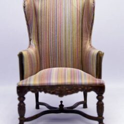 Victorian-style striped miniature wingback chair