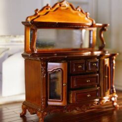 Mahogany Louis XV buffet cabinet with mirrored back and ornate carvings