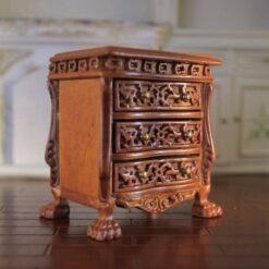 Jacobean-style miniature wooden chest of drawers