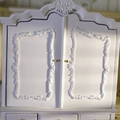 White Victorian-style wardrobe for dollhouses