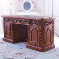 Baroque-style miniature office desk with gold hardware