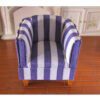 Modern Blue Striped Dollhouse Armchair 1 Modern dollhouse armchair with blue and white stripes
