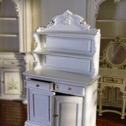 French-style white hutch cabinet for dollhouse kitchens