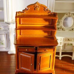 French mahogany hutch cabinet with intricate carvings for dollhouses