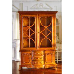 Victorian-style miniature glass display cabinet for dollhouses