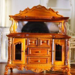 Mahogany Louis XV buffet cabinet with mirrored back and ornate carvings