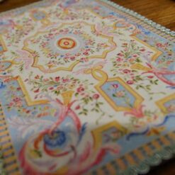 Light Blue French Aubusson Miniature Rug 10 Light blue luxury French Aubusson miniature rug with floral motifs, perfect for elegant dollhouses.