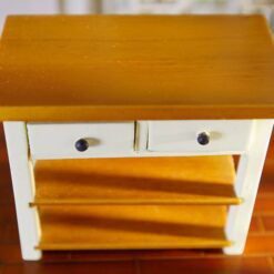 Miniature Kitchen Island with Wooden Top 13 Miniature kitchen island with wooden top and white-painted base