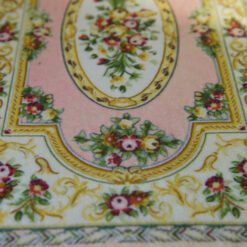 Pink Victorian Floral Rug for Dollhouses 10 Pink floral Victorian rug with gold detailing