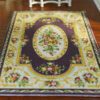 Purple Victorian floral rug with roses and gold edges