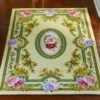 Yellow floral Victorian rug with roses and gold trim