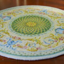 French Aubusson miniature rug, floral rug, simple design rug, vintage-style rug, soft tone rug