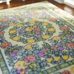 Spiral floral rug with multicolored flowers in Victorian style
