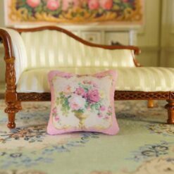 Golden Vase Floral Miniature Pillow 8 Miniature pillow featuring a golden vase with red, white, and pink roses