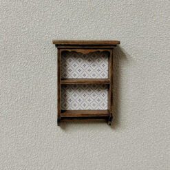 Miniature vintage wall cabinet with decorative floral paper