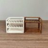 Miniature dish rack with plates and cups for dollhouses