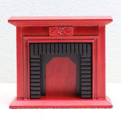 Miniature mahogany Louis XV fireplace for dollhouse with intricate detailing