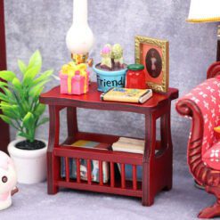 French Country redwood miniature magazine rack for dollhouse