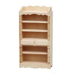 miniature Rococo bookcase, 1:12 scale dollhouse bookcase, Rococo style furniture, unpainted dollhouse storage, dollhouse nursery decor