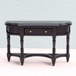 Farmhouse miniature half-moon table in natural finish for dollhouse
