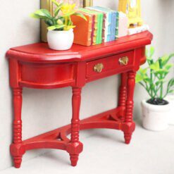 Farmhouse miniature half-moon table in natural finish for dollhouse