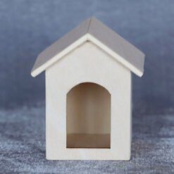 Miniature dog house model with white roof and white walls