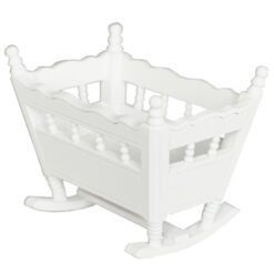 Miniature nursery furniture set including crib, cradle, high chair, and more.