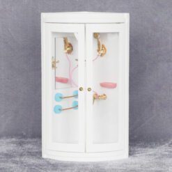 Miniature shower unit, Dollhouse bathroom accessories, 1/12 scale shower, Glass shower with taps, Miniature bathroom decor