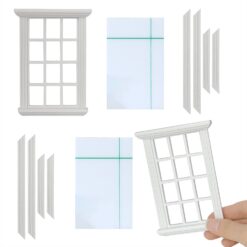 1/12 Scale White Wooden Dollhouse Windows 2pcs
