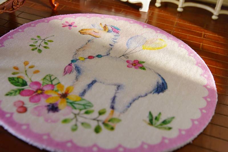 Alpaca and Floral Miniature Rug – Playful & Whimsical Design ...