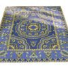 Persian miniature rug with a blue background, floral medallion, and intricate borders.