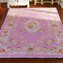 light purple Victorian rug, miniature Victorian rug, floral motif rug, dollhouse Victorian rug