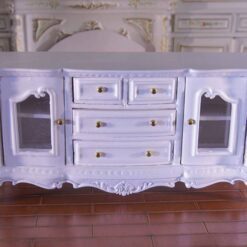 Miniature white buffet cabinet with gold details