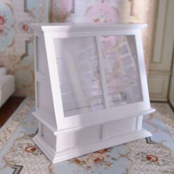 White Scandinavian dollhouse display cabinet