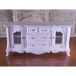 Miniature white buffet cabinet with gold details