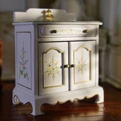 Victorian miniature vanity sink with floral hand-painted design and gold accents