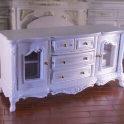 Miniature white buffet cabinet with gold details