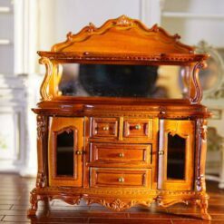 Mahogany Louis XV buffet cabinet with mirrored back and ornate carvings