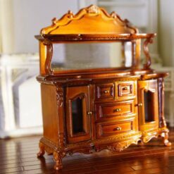 Mahogany Louis XV buffet cabinet with mirrored back and ornate carvings