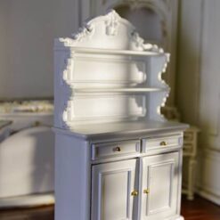 French-style white hutch cabinet for dollhouse kitchens