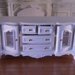 Miniature white buffet cabinet with gold details