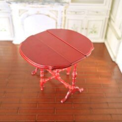 Colonial-style red drop-leaf table for dollhouses