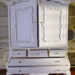 White Victorian-style wardrobe for dollhouses