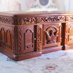 Baroque-style miniature wooden office desk with carvings