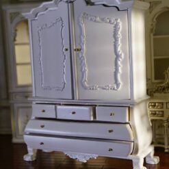 White Victorian-style wardrobe for dollhouses